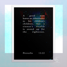 Load image into Gallery viewer, Proverbs 13:22 Framed Typographic Print